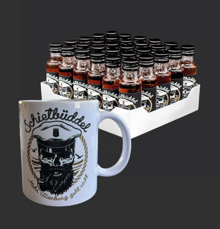 Schietbüddel 30x2cl + Becher