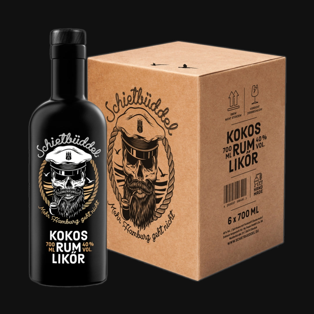 6er Set Schietbüddel Kokos Rum Likör 0,7 l