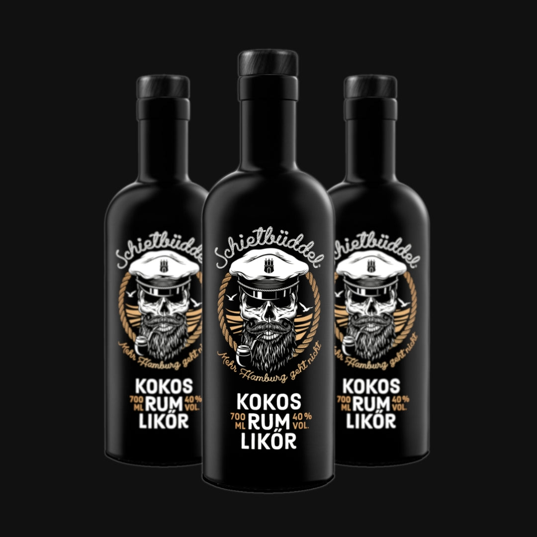 3er Set Schietbüddel Kokos Rum Likör 0,7 l