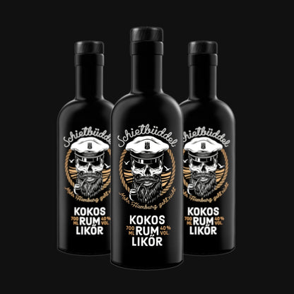 3er Set Schietbüddel Kokos Rum Likör 0,7 l