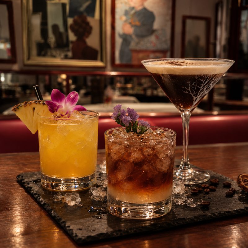 Drei Cocktails an der Bar